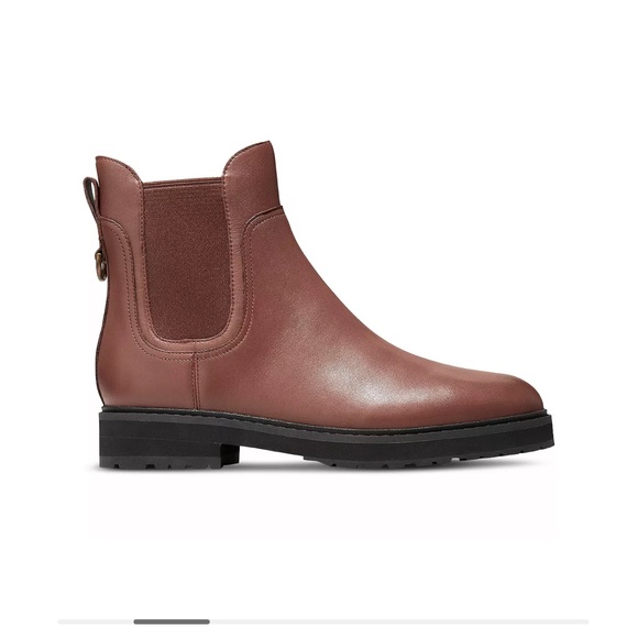 NWT Cole Haan Greenwich waterproof Chelsea bootie in chestnut leather, size 11B - Picture 3 of 12